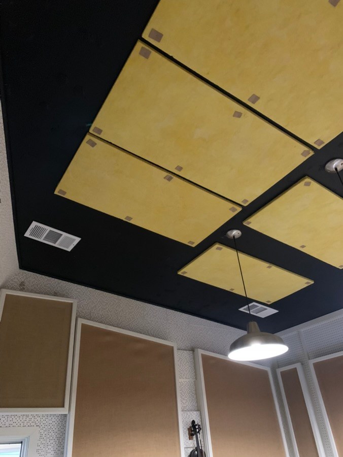 Studio B ceiling absorption and wall panels