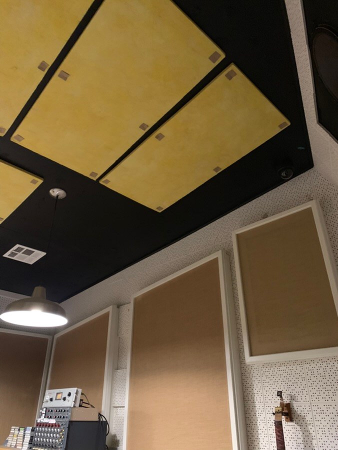 Studio B ceiling panels at the corner