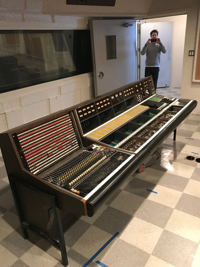 Tony Berg’s API console set down in Studio B, Blake Mills at the door